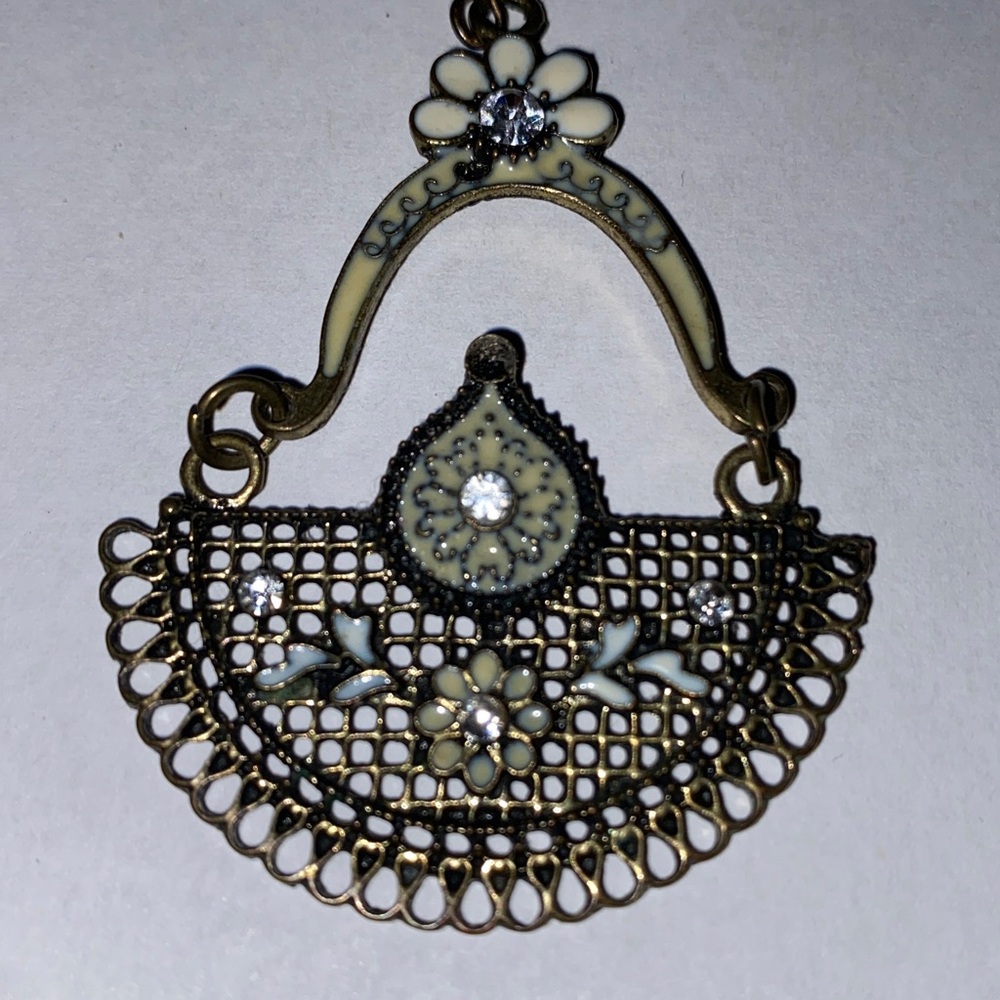 Silver-Tone Ornate Filigree Lightweight Hoop Dangle Earrings - Picture 3 of 8